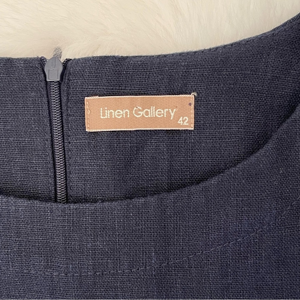 Linen Gallery Navy Blue Embroidered Midi Prairie Dress - Picture 9 of 16